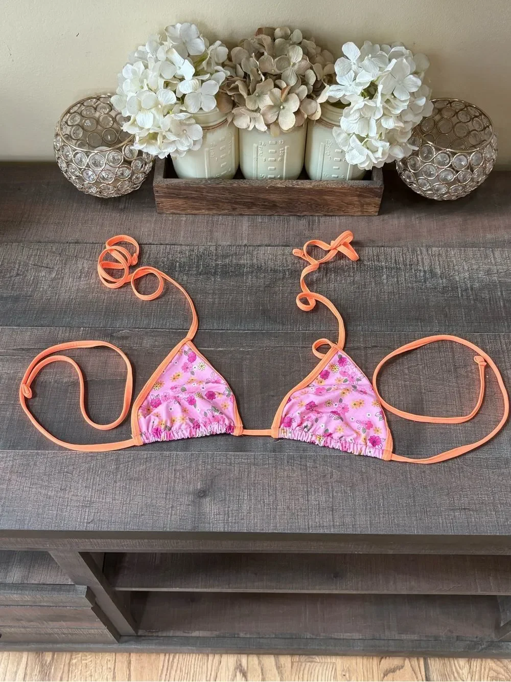 Frankie’s Bikinis Nick Floral Triangle Bikini Top